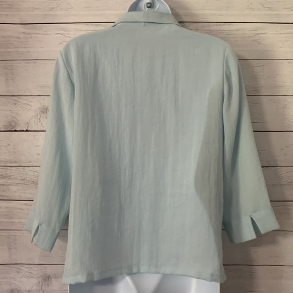 Fridaze Linen 100% Linen Collared Button-Down Light Baby Blue Blouse - Picture 6 of 10